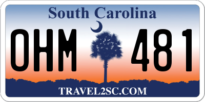 SC license plate OHM481
