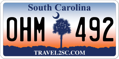 SC license plate OHM492