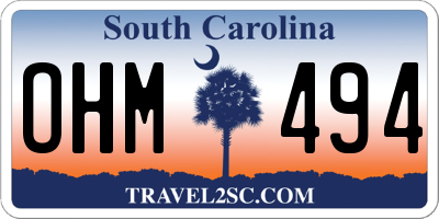SC license plate OHM494