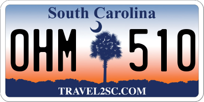 SC license plate OHM510