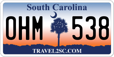 SC license plate OHM538