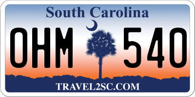 SC license plate OHM540