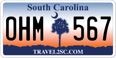 SC license plate OHM567