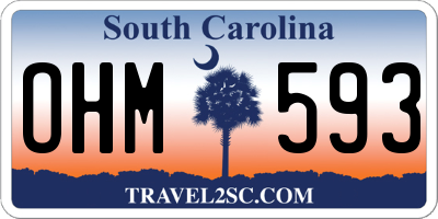 SC license plate OHM593