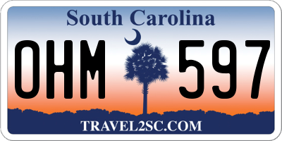 SC license plate OHM597