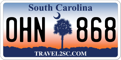 SC license plate OHN868