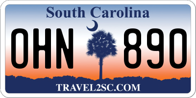 SC license plate OHN890