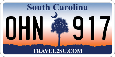 SC license plate OHN917