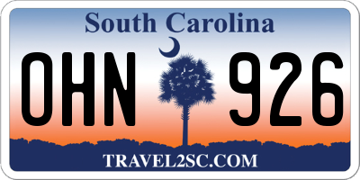 SC license plate OHN926