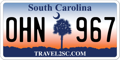SC license plate OHN967