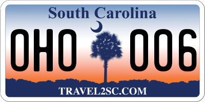 SC license plate OHO006