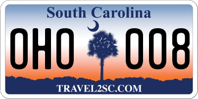 SC license plate OHO008