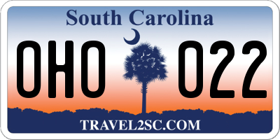 SC license plate OHO022