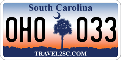SC license plate OHO033
