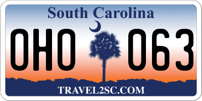 SC license plate OHO063