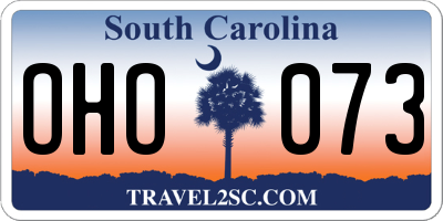 SC license plate OHO073