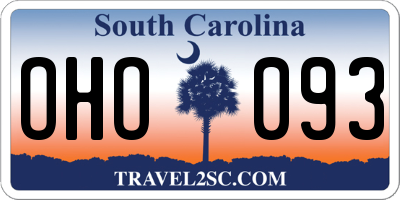 SC license plate OHO093
