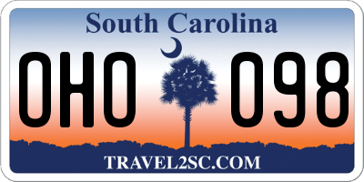 SC license plate OHO098