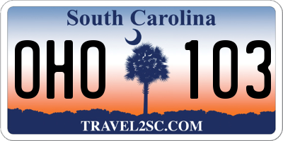 SC license plate OHO103