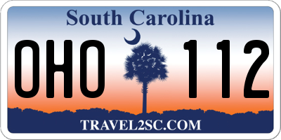 SC license plate OHO112