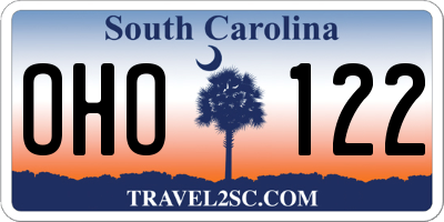 SC license plate OHO122