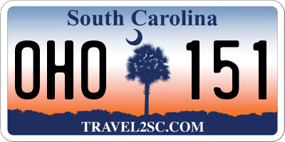 SC license plate OHO151