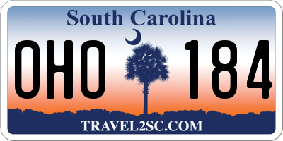 SC license plate OHO184