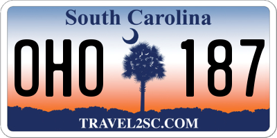 SC license plate OHO187