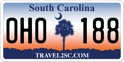 SC license plate OHO188