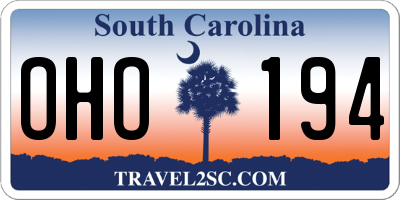 SC license plate OHO194