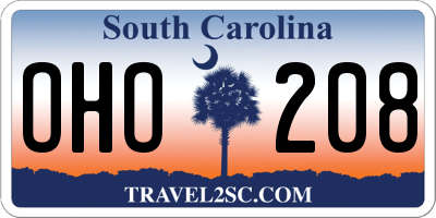 SC license plate OHO208