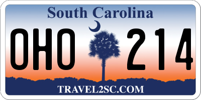 SC license plate OHO214