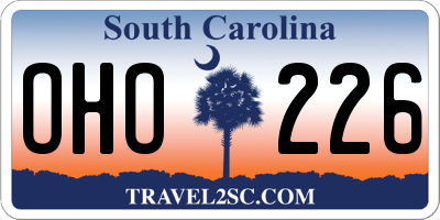 SC license plate OHO226