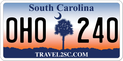SC license plate OHO240