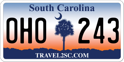 SC license plate OHO243