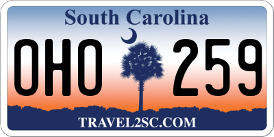 SC license plate OHO259