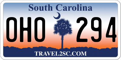 SC license plate OHO294