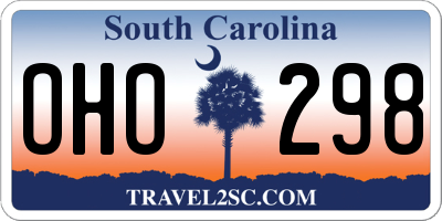 SC license plate OHO298