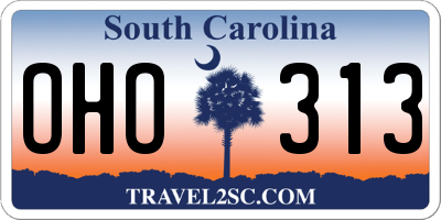 SC license plate OHO313