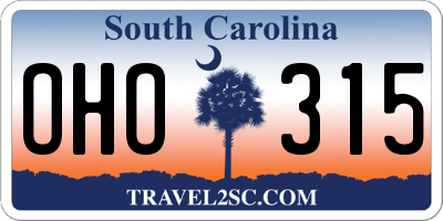 SC license plate OHO315