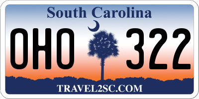 SC license plate OHO322