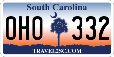 SC license plate OHO332