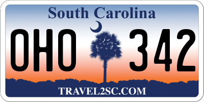 SC license plate OHO342