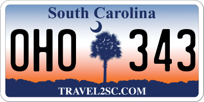 SC license plate OHO343