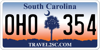SC license plate OHO354