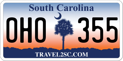 SC license plate OHO355