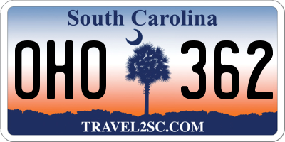 SC license plate OHO362