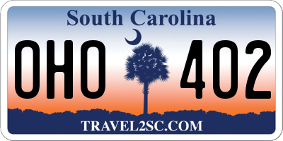 SC license plate OHO402