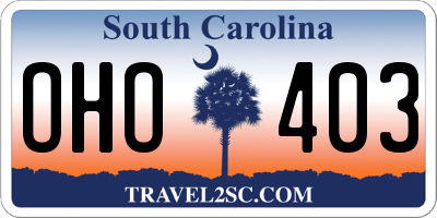 SC license plate OHO403