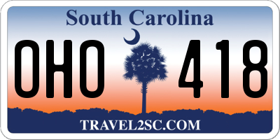 SC license plate OHO418